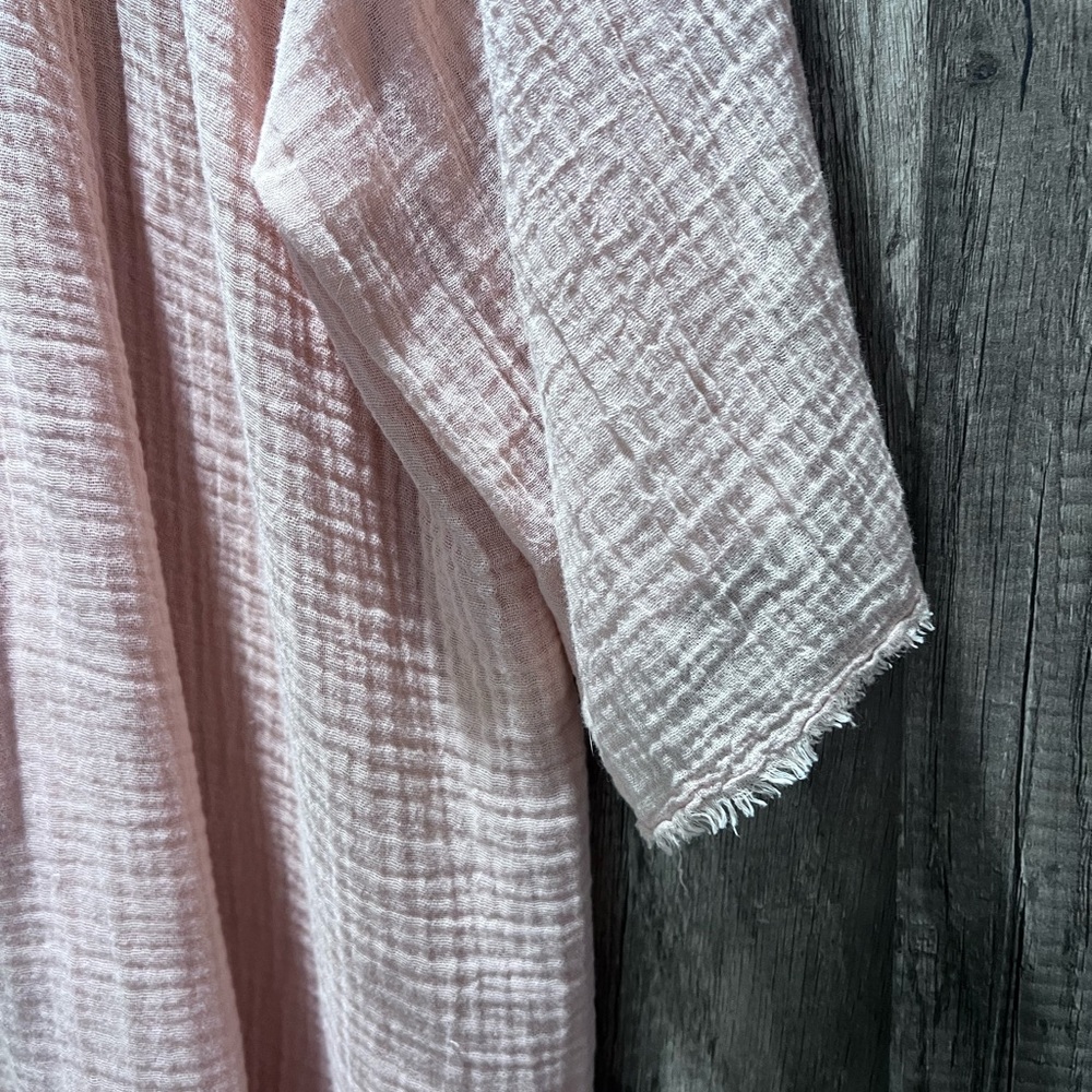 Raquel Allegra Light Pink Button-Down Shirt Womens size large 100% Cotten Linen - Picture 5 of 5
